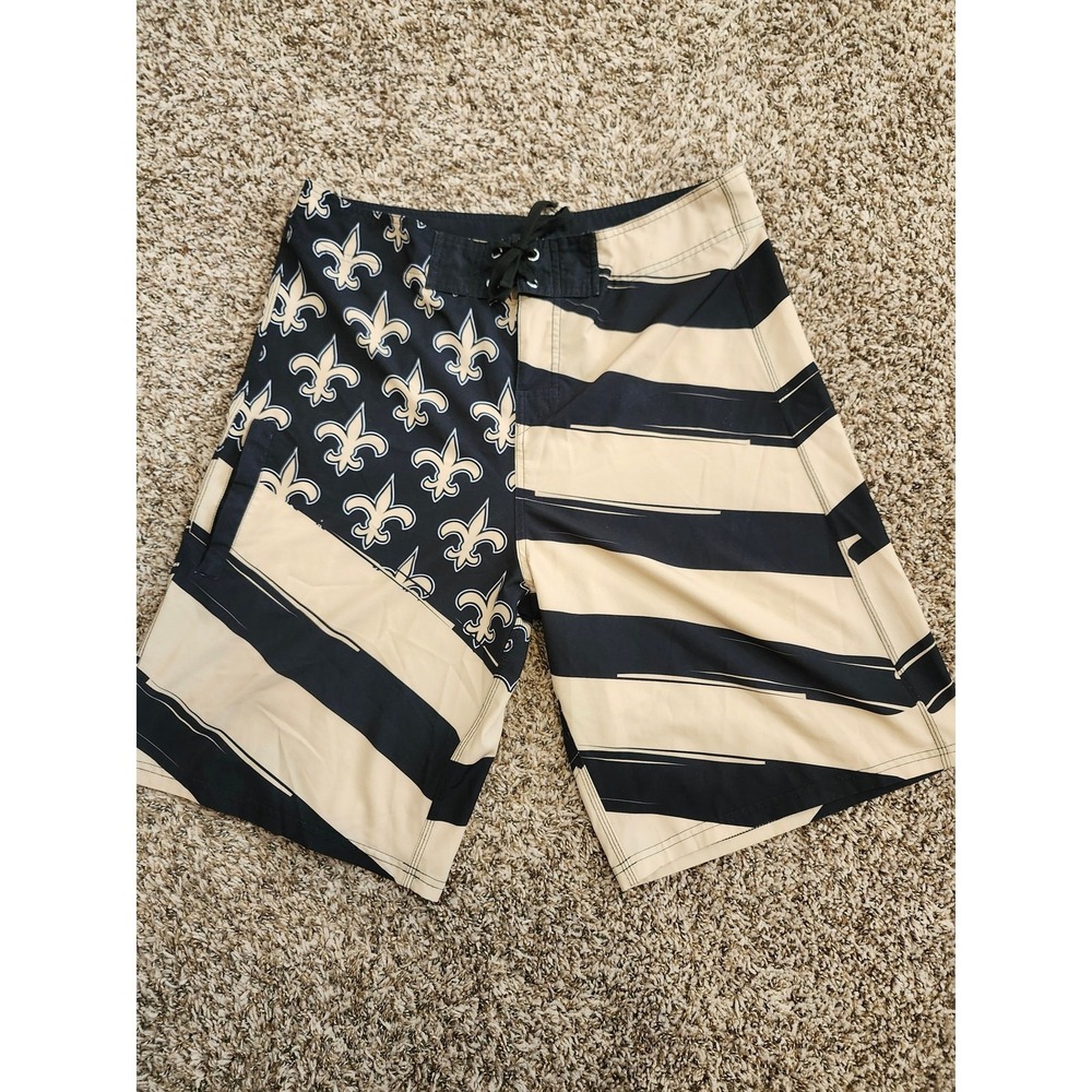 Team Apparel NFL Swim Shorts Mens‎ Size 36 Black and Cream